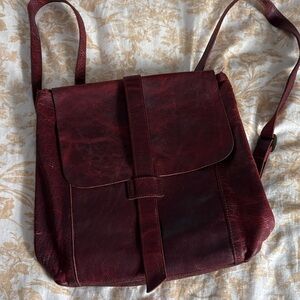 Burgundy Lifetime Leather Convertible Backpack